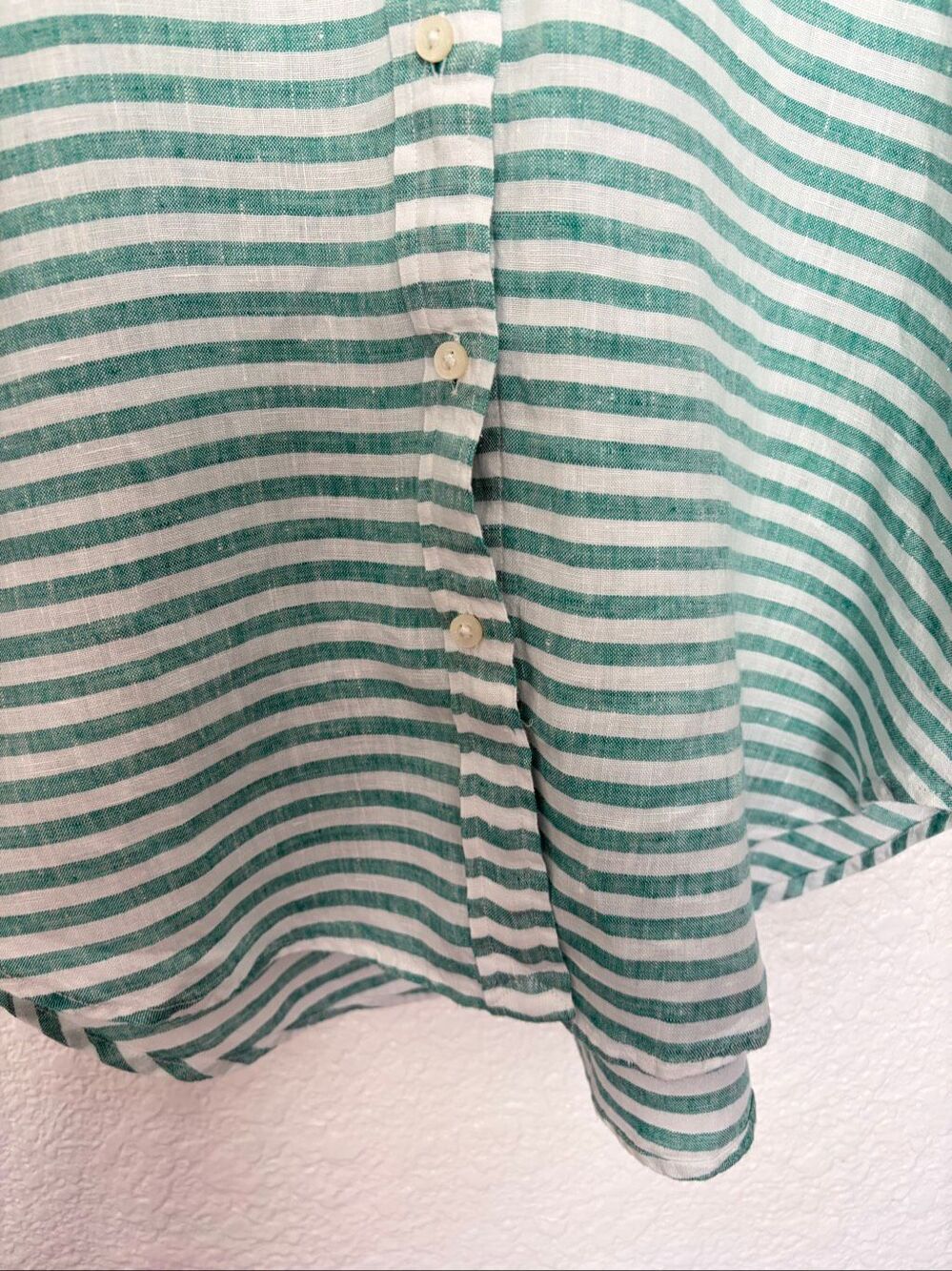 Lauren Ralph Lauren Oversized Striped Linen Shirt Green White Size M - Picture 7 of 12